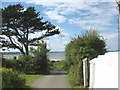 View along the lane to the beach from near Ty