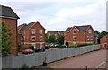 Modern apartment blocks near Evesham Station