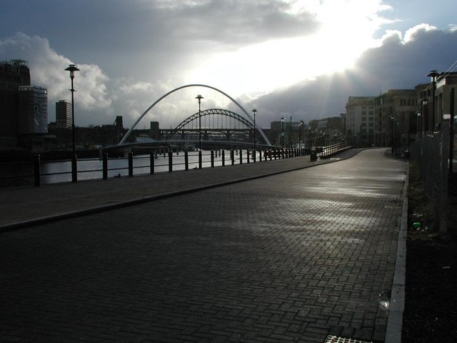 Gateshead Millennium Bridge after the rain