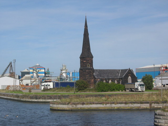 Weston Point dock, disused church