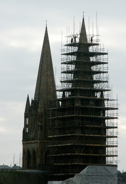 Repairs to one of the western spires