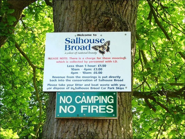 Salhouse Broad info board about moorings