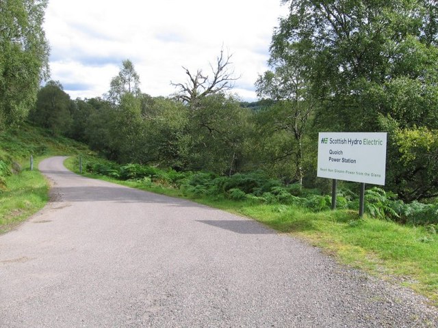 Kingie - Entry road to Scottish Hydro Electric Quoich Power Station entrance