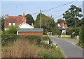 Lane junction entering Hartest at the foot of Hartest Hill