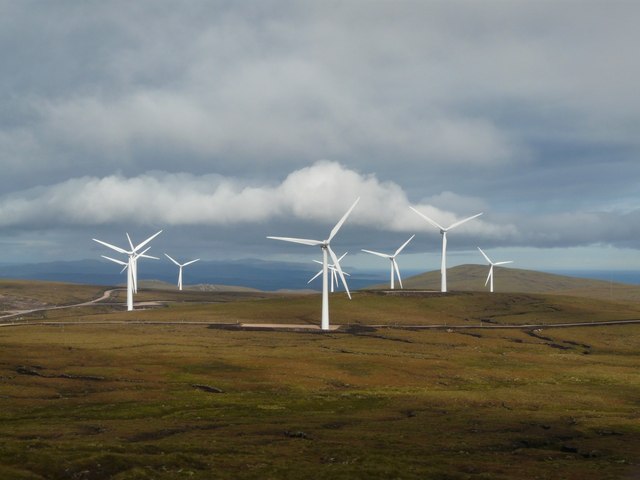 Windfarm from NE slope of Beinn Tharsuinn