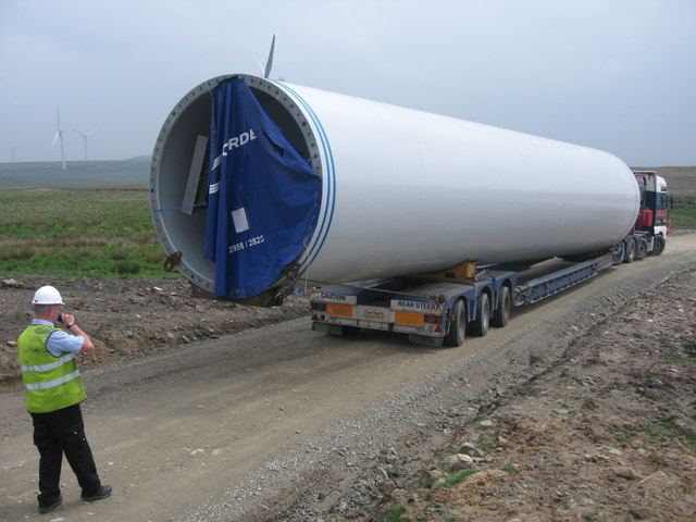 Top tower section for Turbine No 17 arrives on site