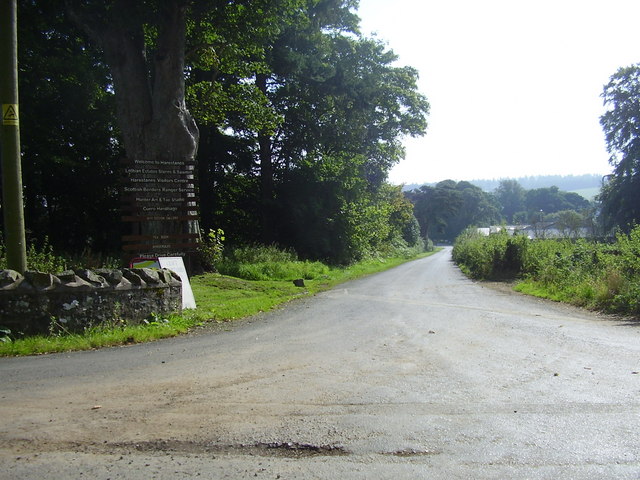 Road to Harestanes Woodland Centre.