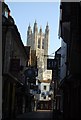 Canterbury Cathedral seen along Butchery Lane