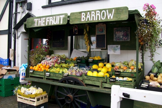Fruit and veg barrow at Watchet Harbour