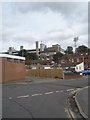 Looking from Albert Road across to the floodlight within The Recreation Ground