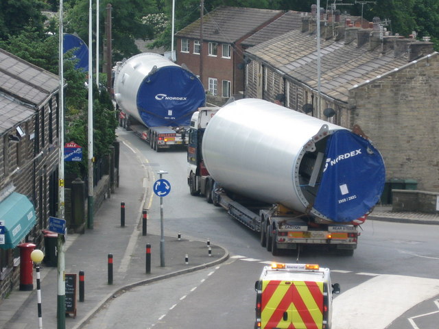 Last Turbine Tower Delivery Passing Through Edenfield