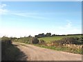 The road back to Soar with Cwyrtai Farm in the background